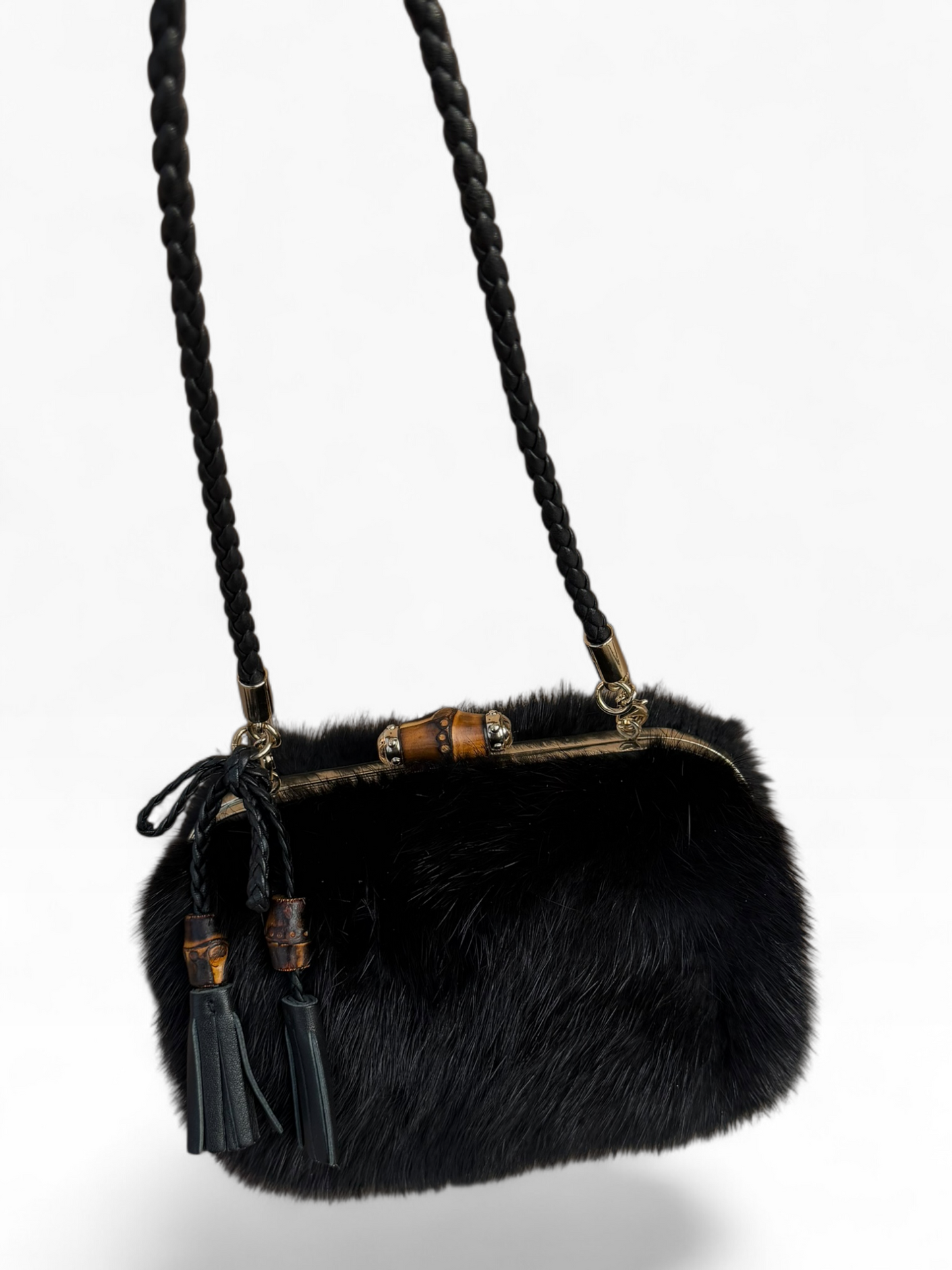 Gucci fur clutch evening bag