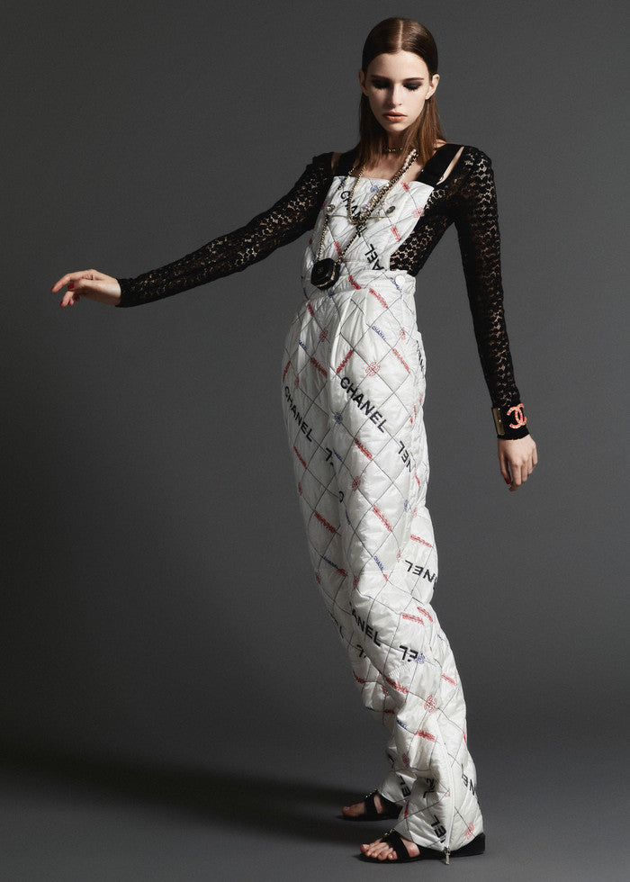 Chanel 2021 white quilted logo ski jumpsuit