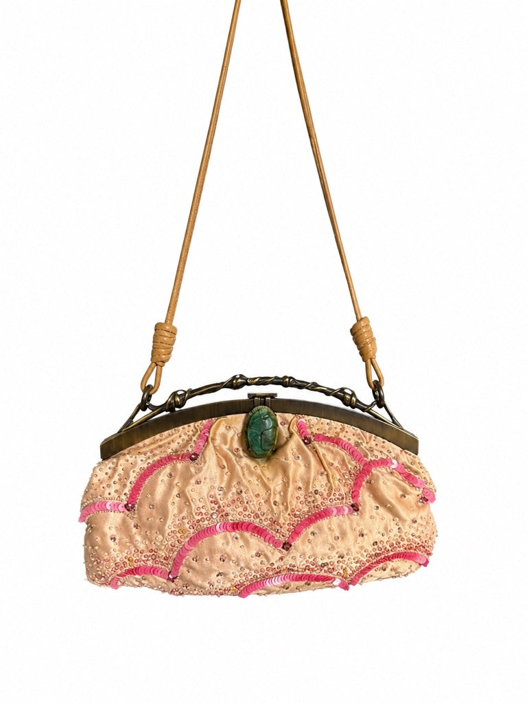 Valentino precious stone beaded silk clutch
