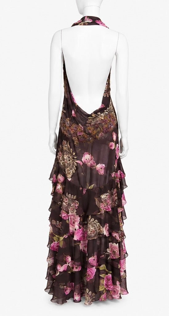 Emanuel Ungaro spring 2003 silk embellished halter maxi dress