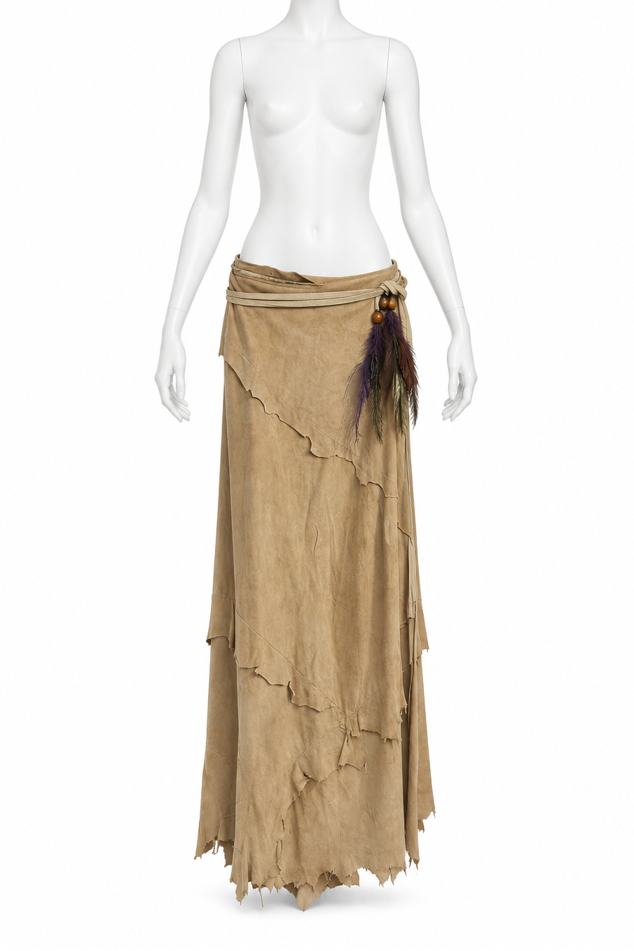 Dolce & Gabbana 1990s suede feather maxi skirt,