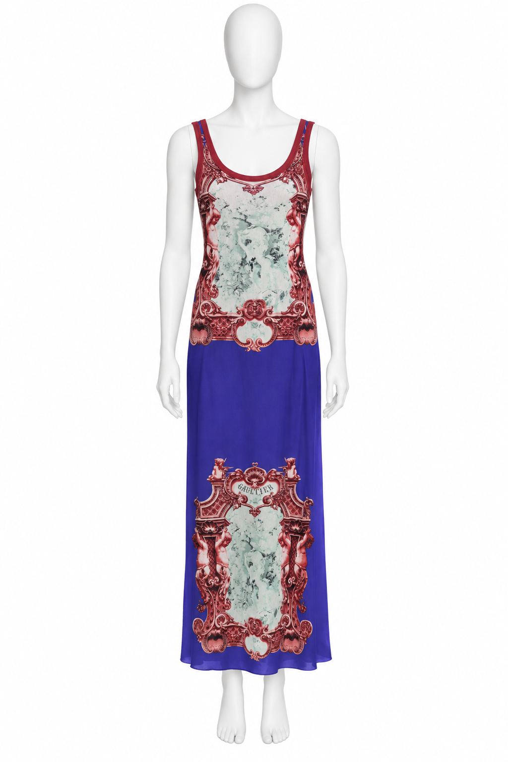 Jean Paul Gaultier printed mesh maxi dress