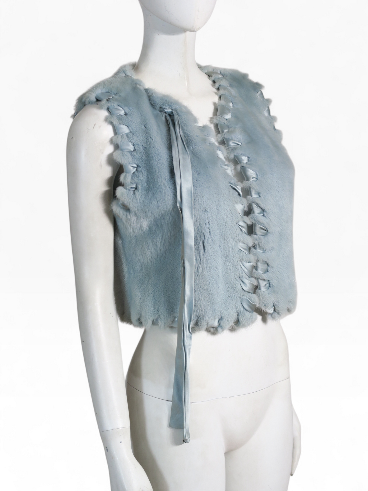 Valentino cropped fur vest, laced up