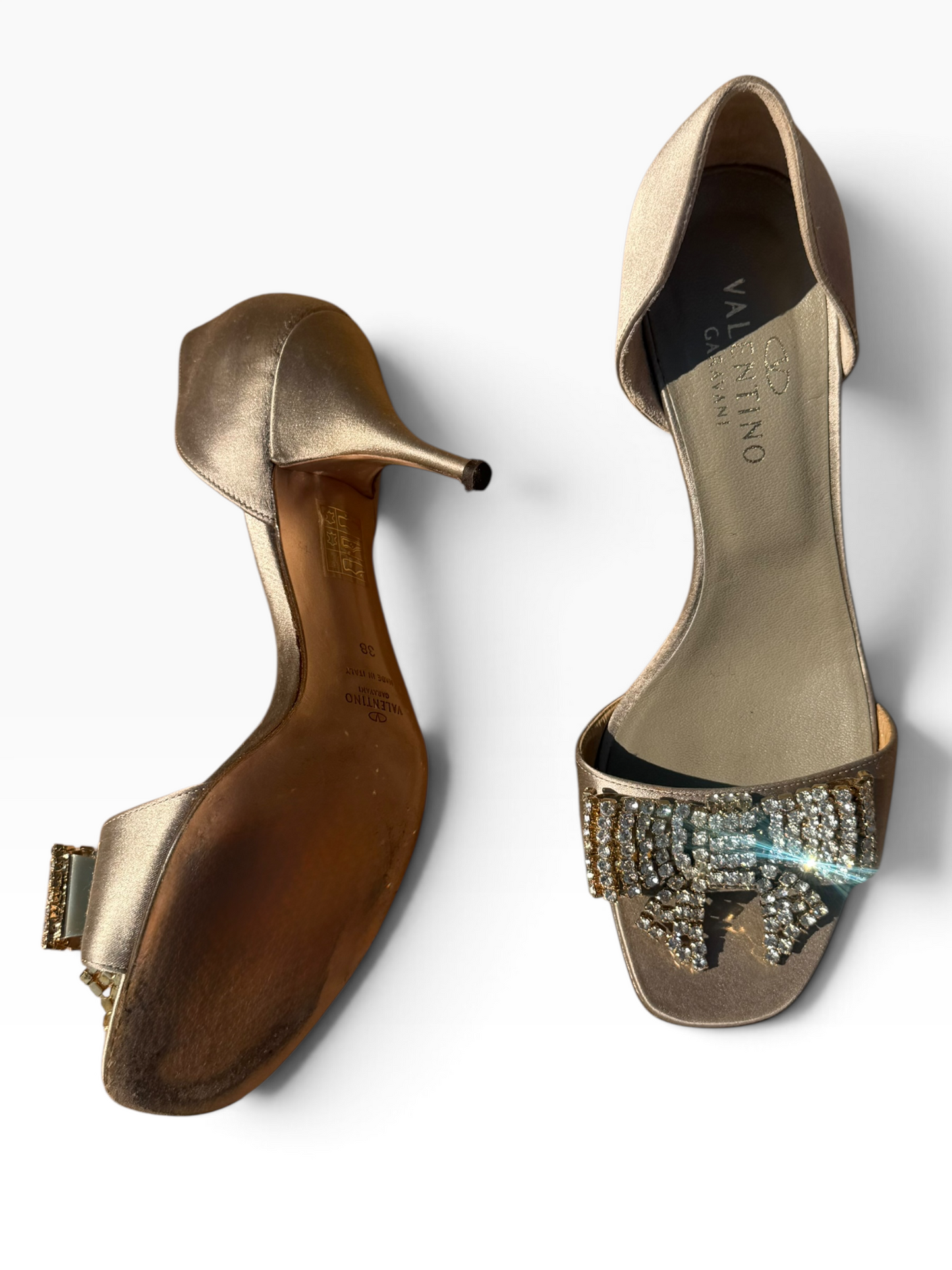 Valentino crystal bow heels size 38