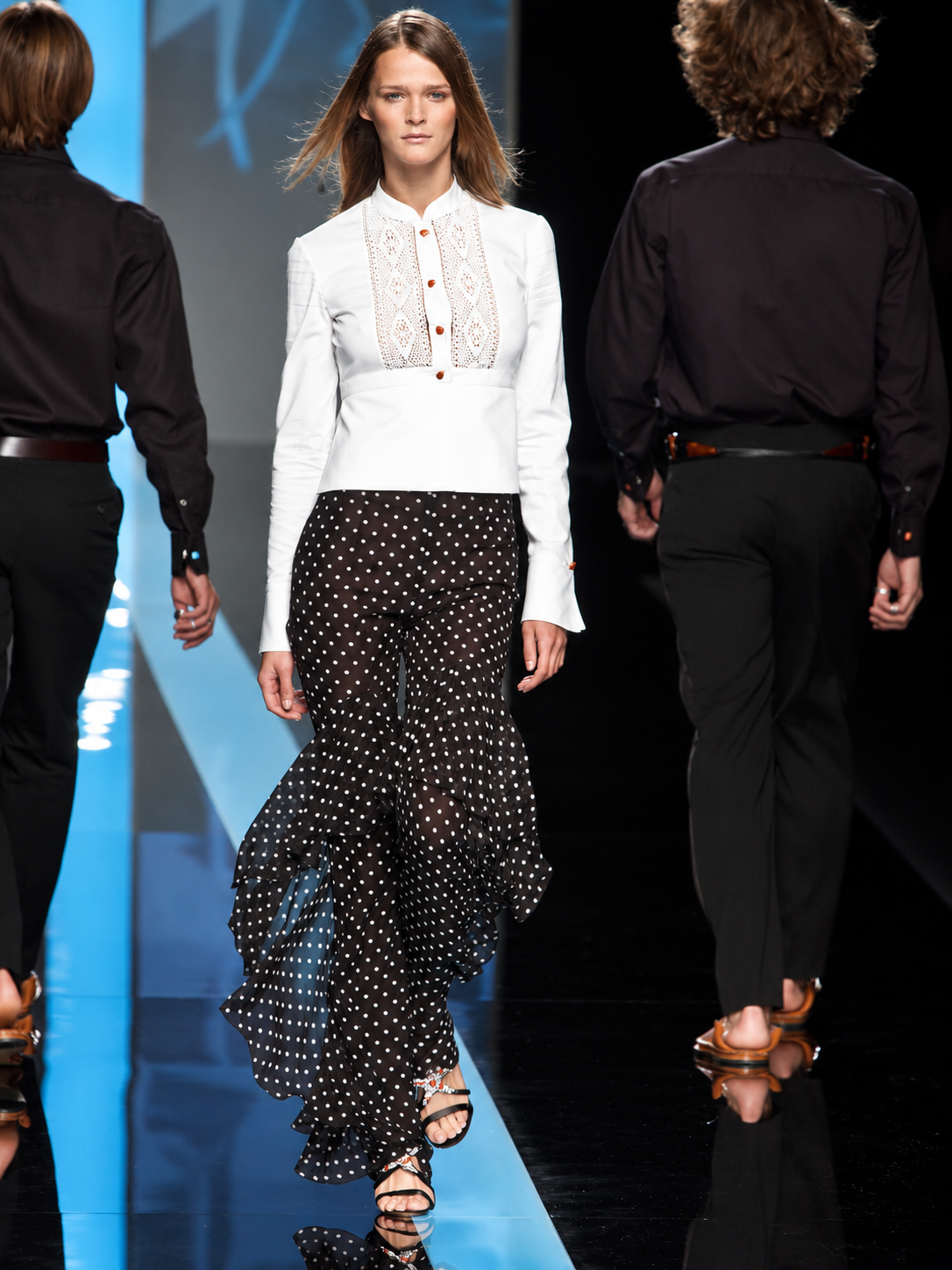 Valentino spring 2002 runway polka dot ruffle silk pants