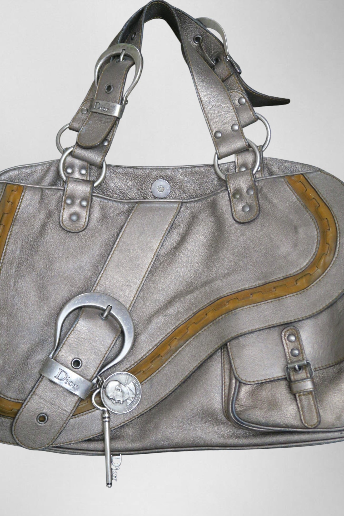 Dior gaucho metallic leather bag