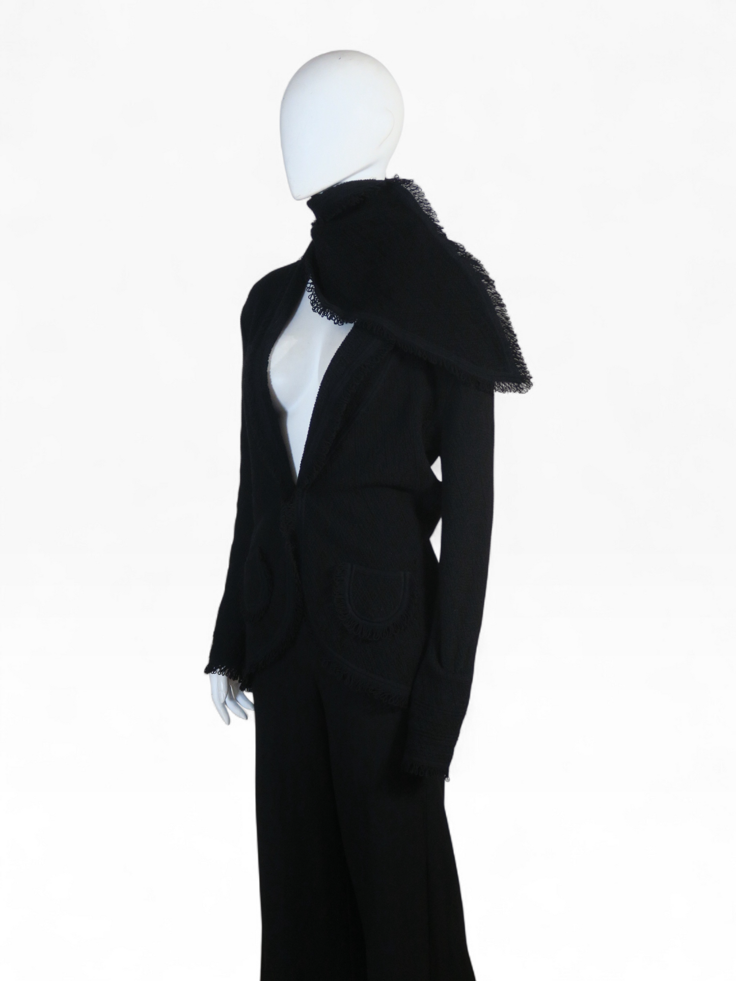 Galliano 1999 black scarf jacket pants set