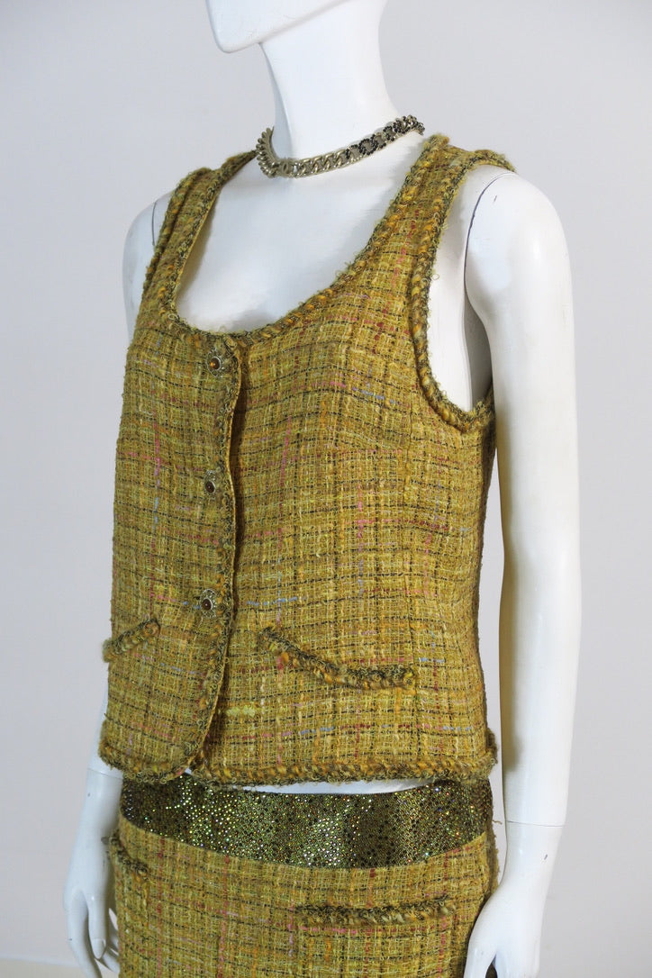 Chanel tweed crystal set