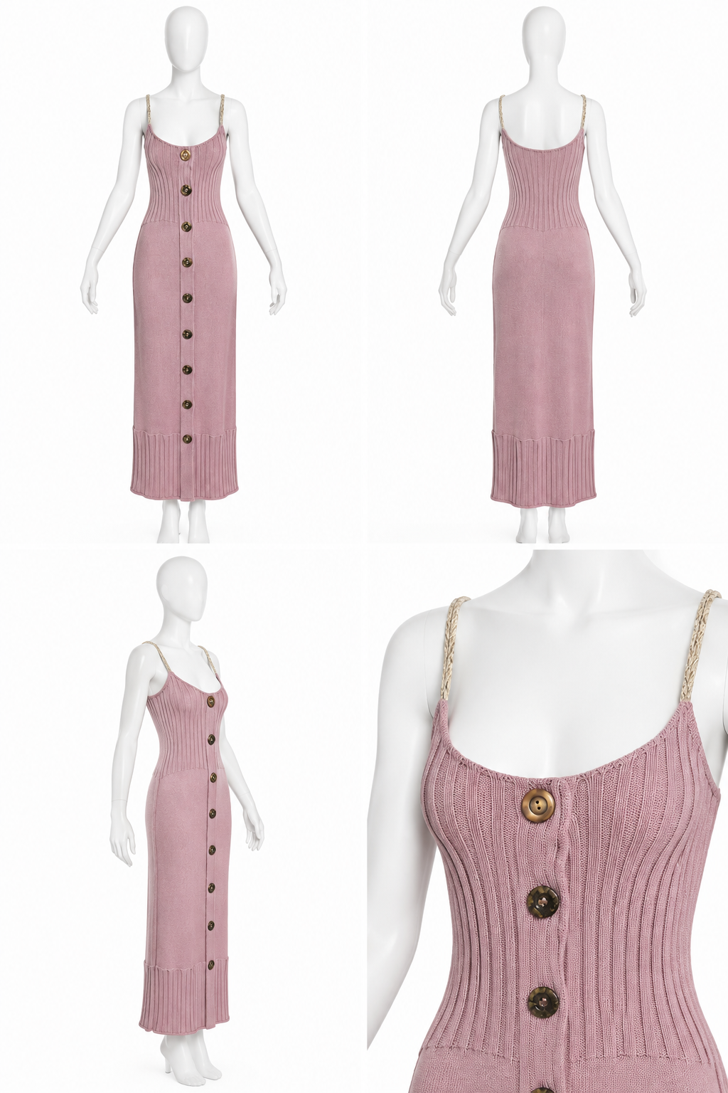 Dior fall 1999 pink knit button maxi dress