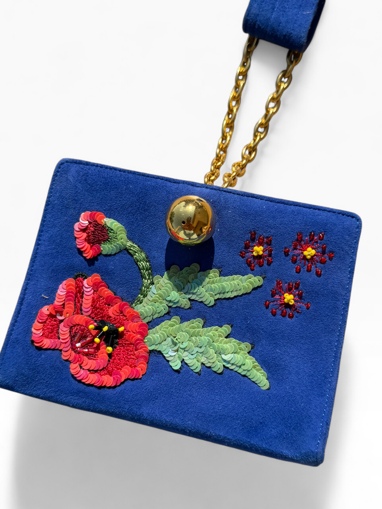 Jitrois suede sequins embroidered clutch bag