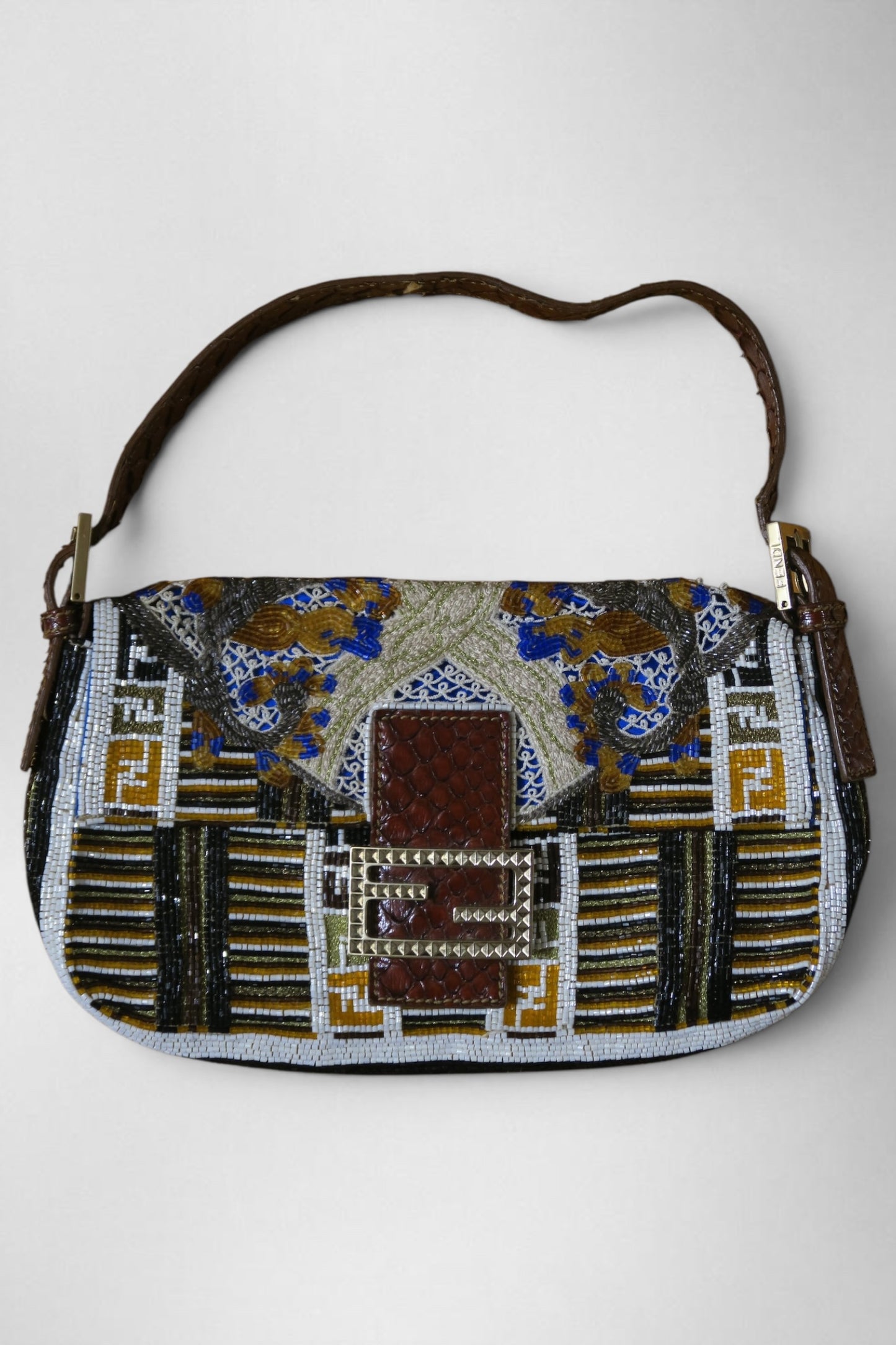 Fendi rare beaded python baguette