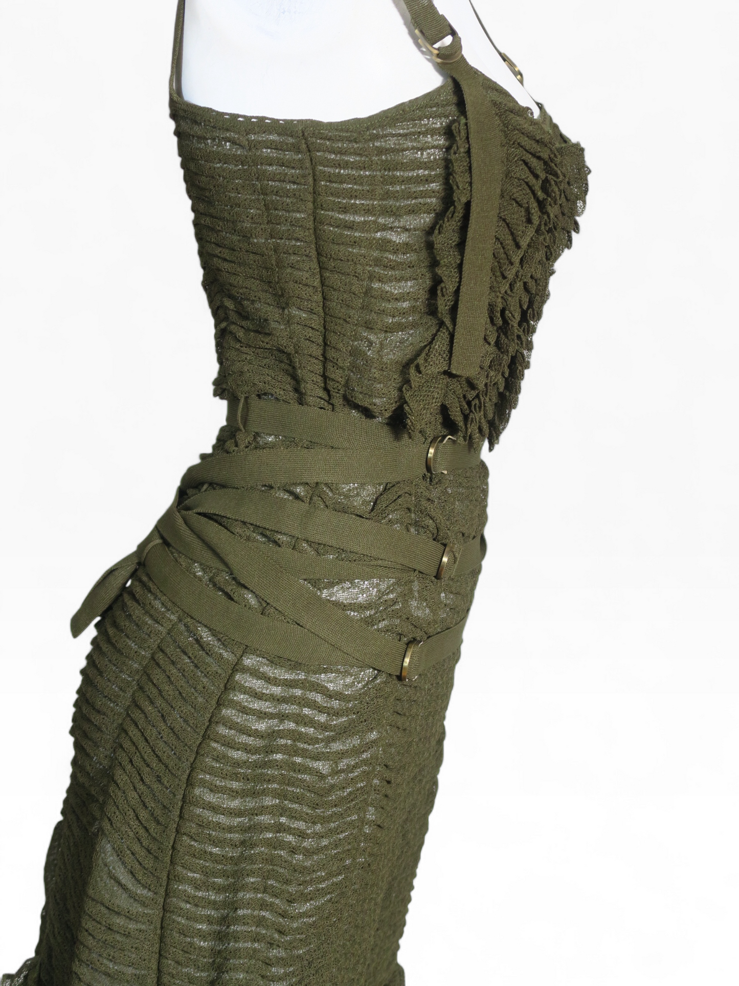 Dior spring 2003 army green bondage dress