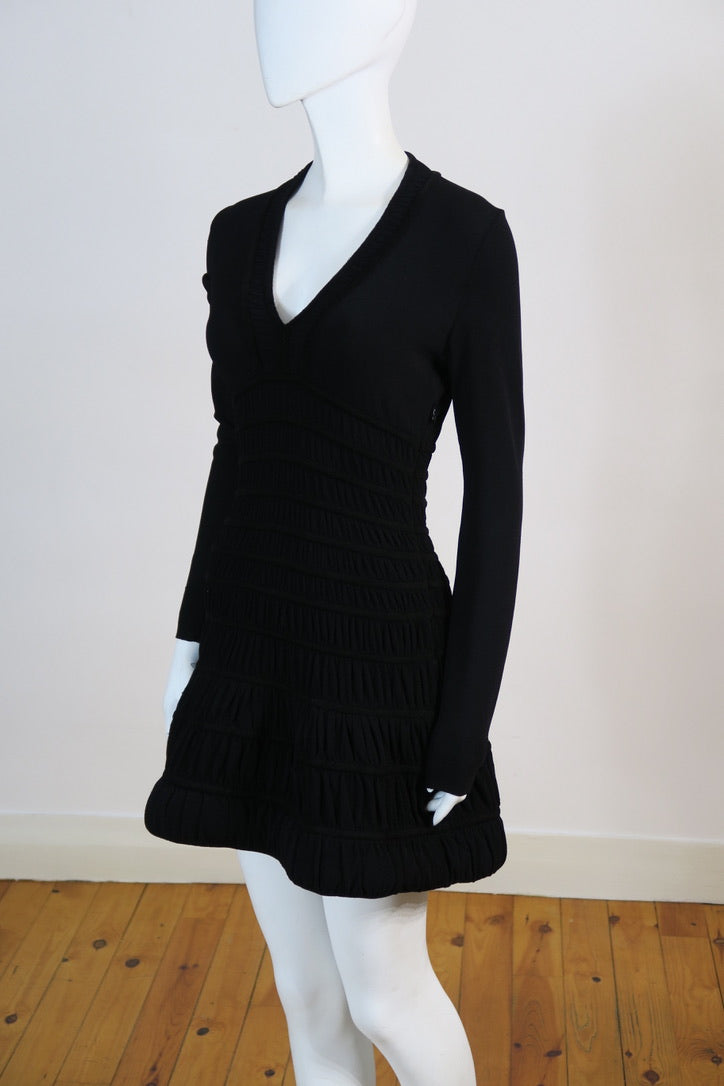 Azzedine Alaïa Black Structured Knit Mini Dress Long Sleeve Size Medium –  yourgarmentz