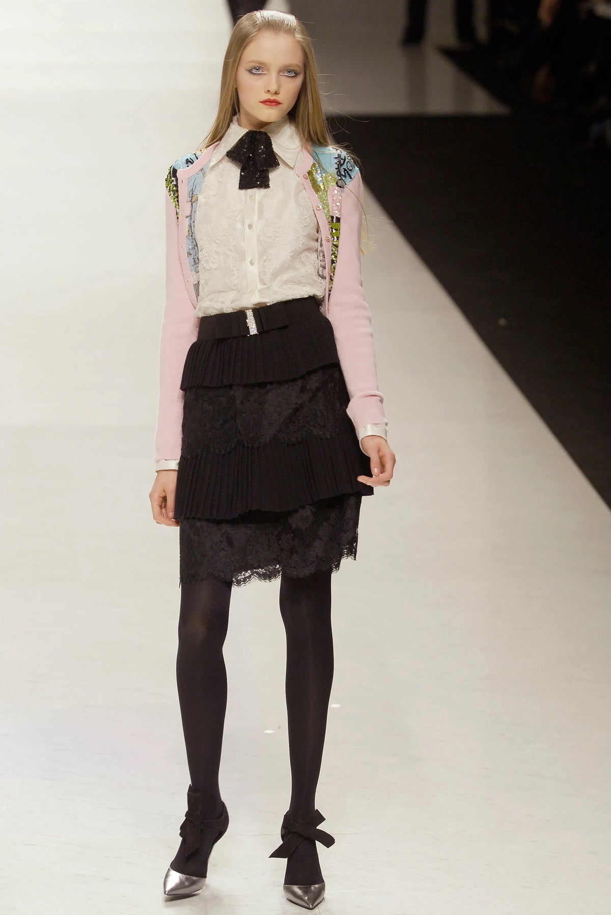 Valentino fall 2006 crochet jacket and tiered skirt set