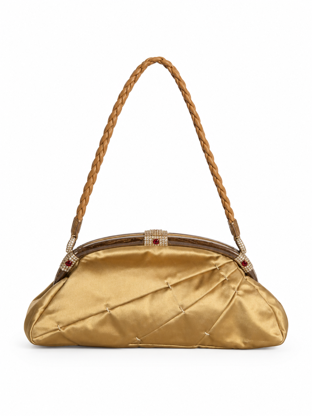 Valentino gold satin crystal embellished bag