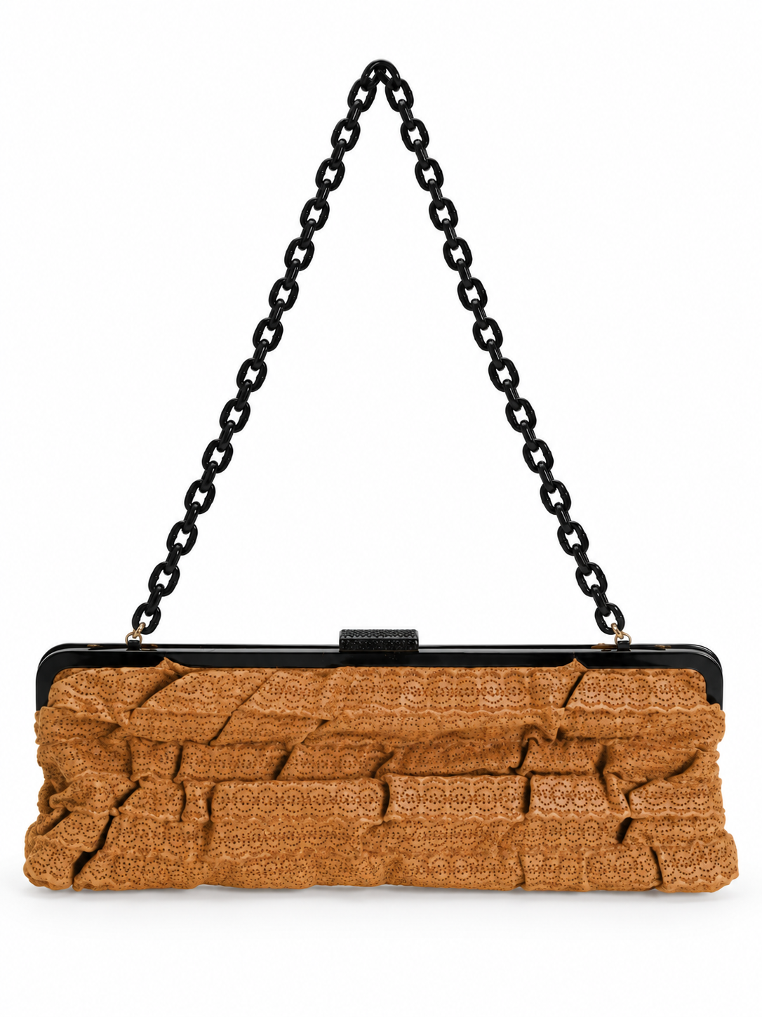 Valentino embellished ruffle leather evening bag