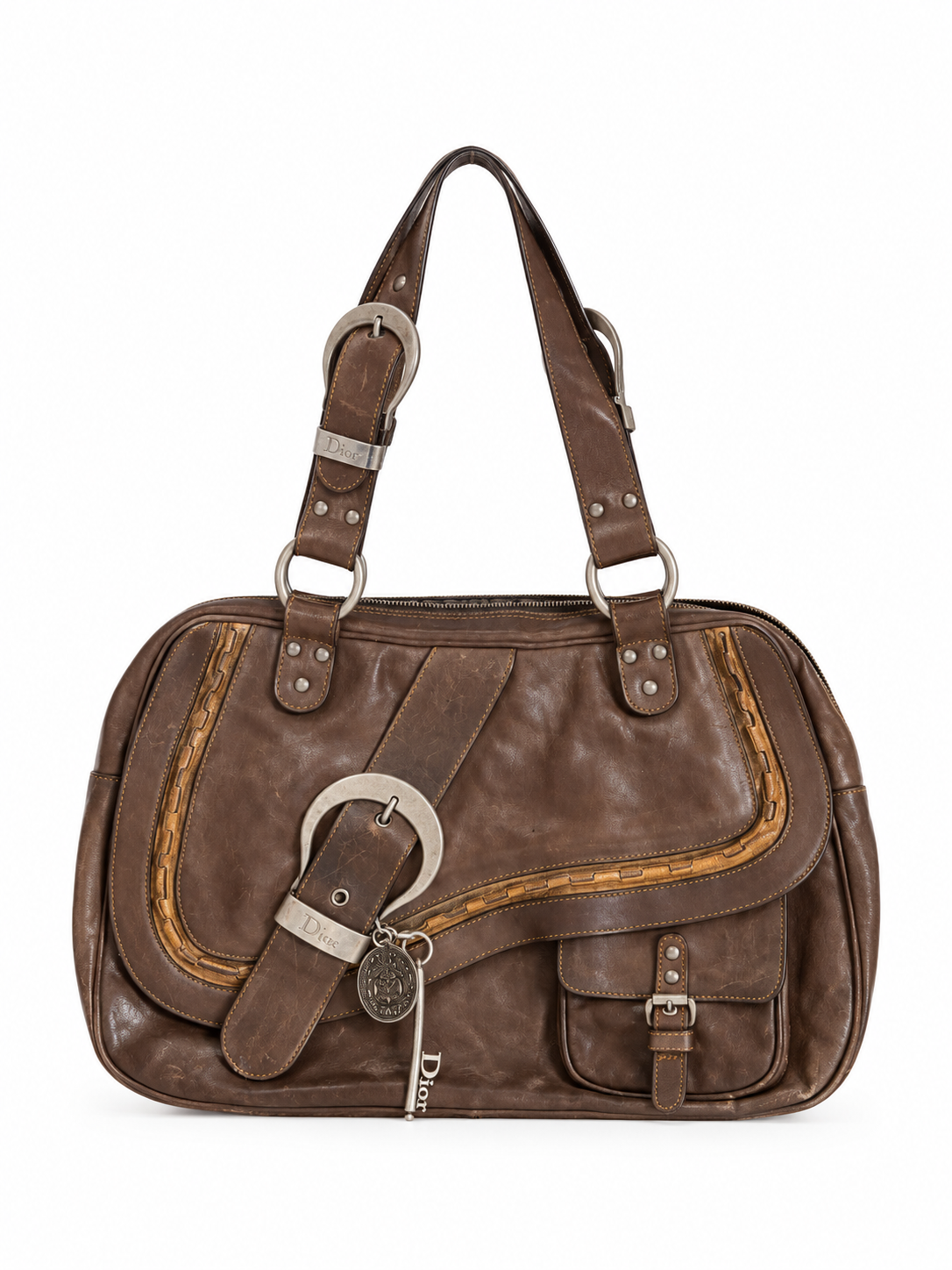 Dior gaucho double saddle bag brown