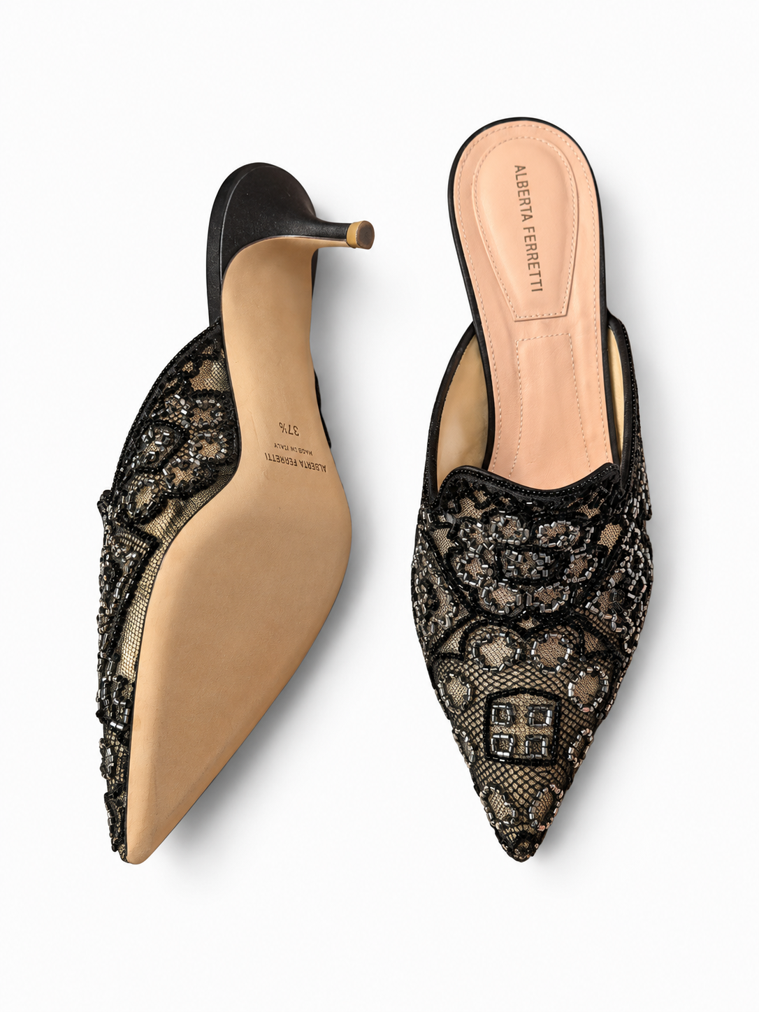 Alberta Ferretti beaded moroccan kitten heels size 37