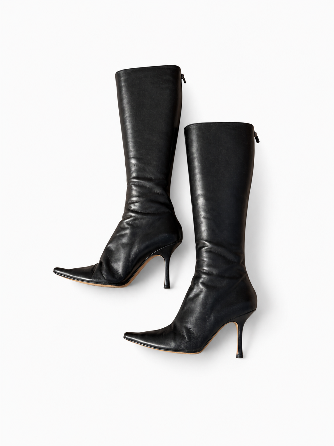 Jimmy Choo black leather heeled boots size 38