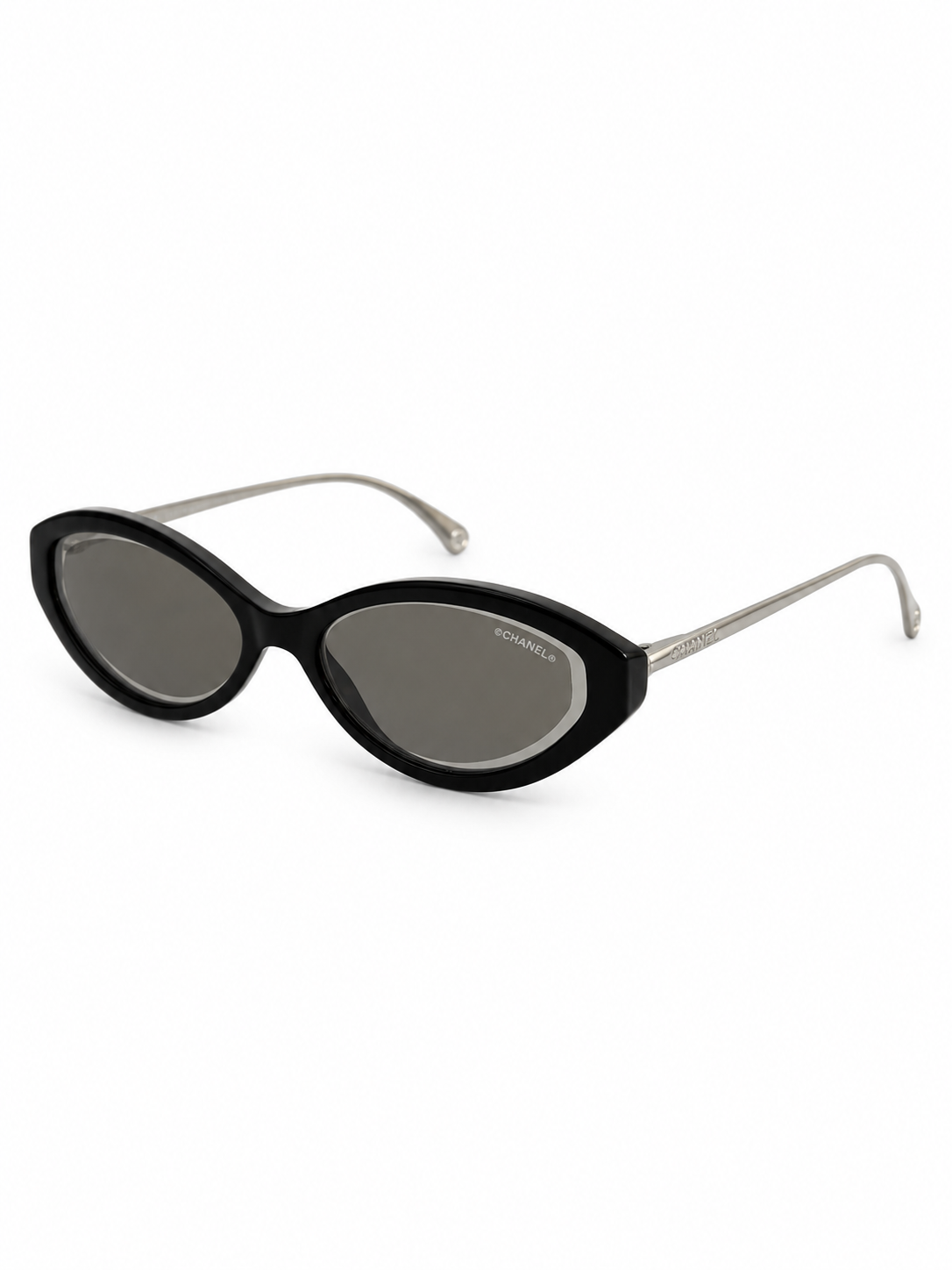 Chanel black oval sunglasses
