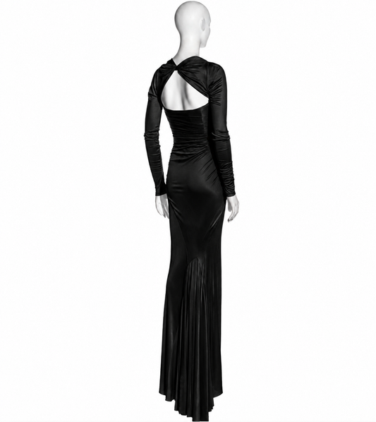 Versace spring 2007 black corseted long sleeve gown dress