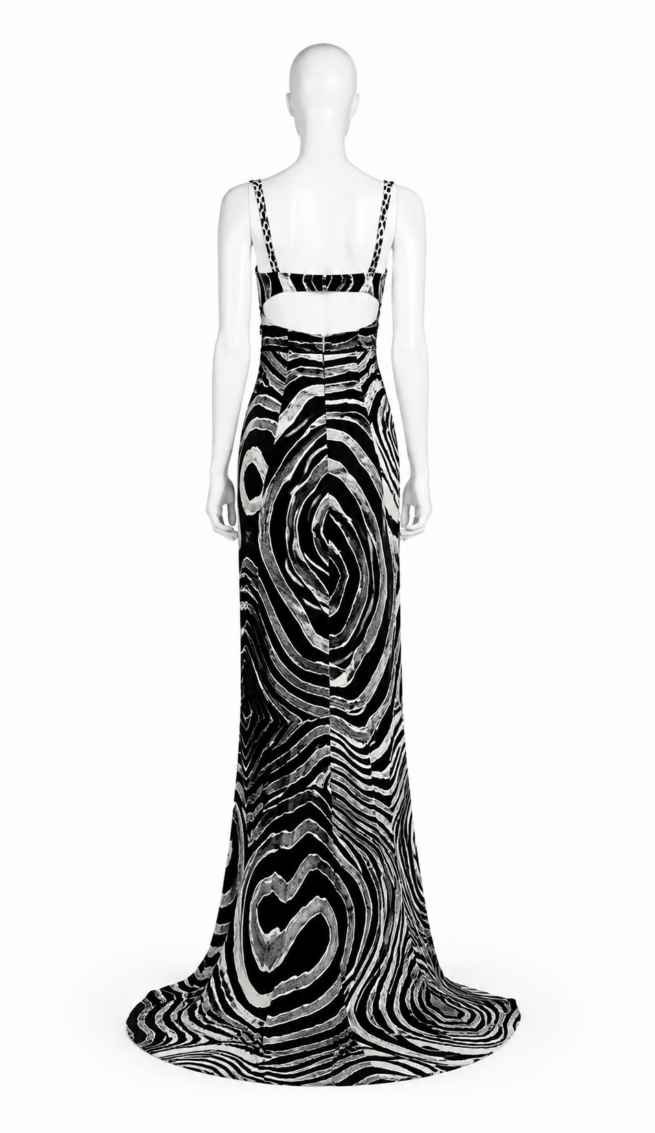 Cavalli black and white maxi printed dress