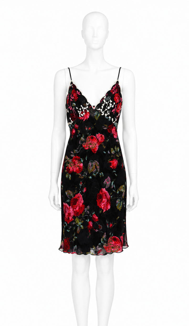 Emanuel Ungaro floral velvet silk dress