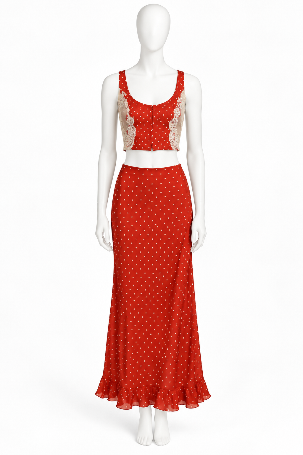Valentino polka dot silk lace set