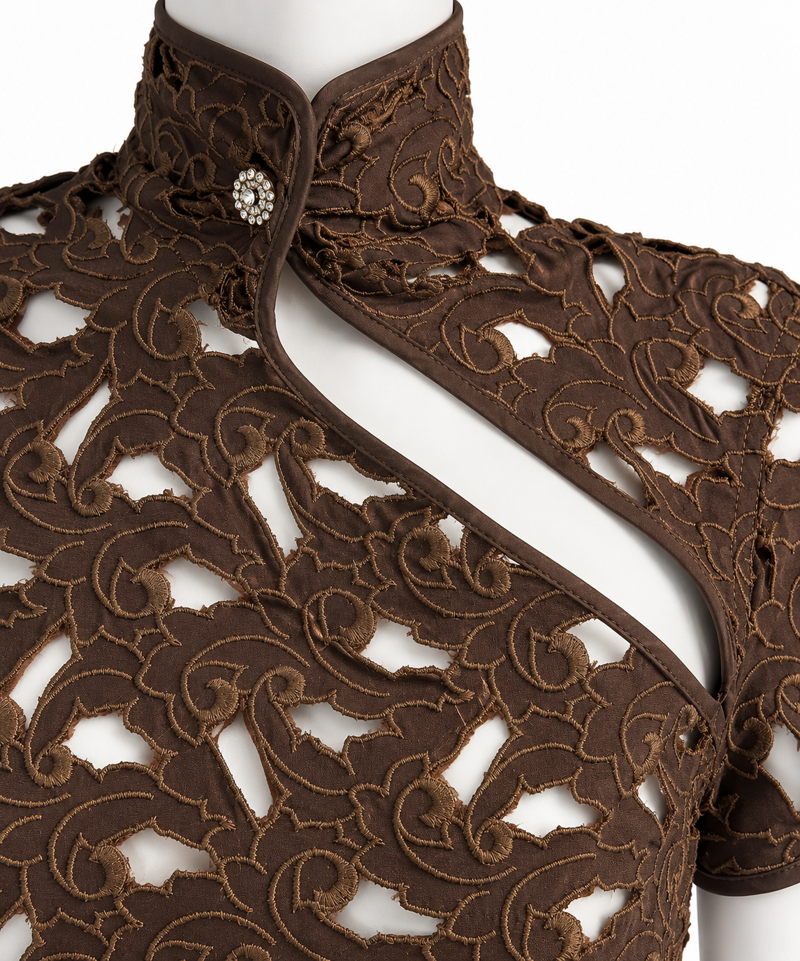 Jean Paul Gaultier lace cheongsam maxi dress