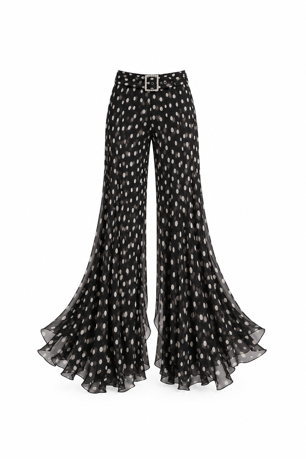 Valentino polka dot chiffon silk flared pants