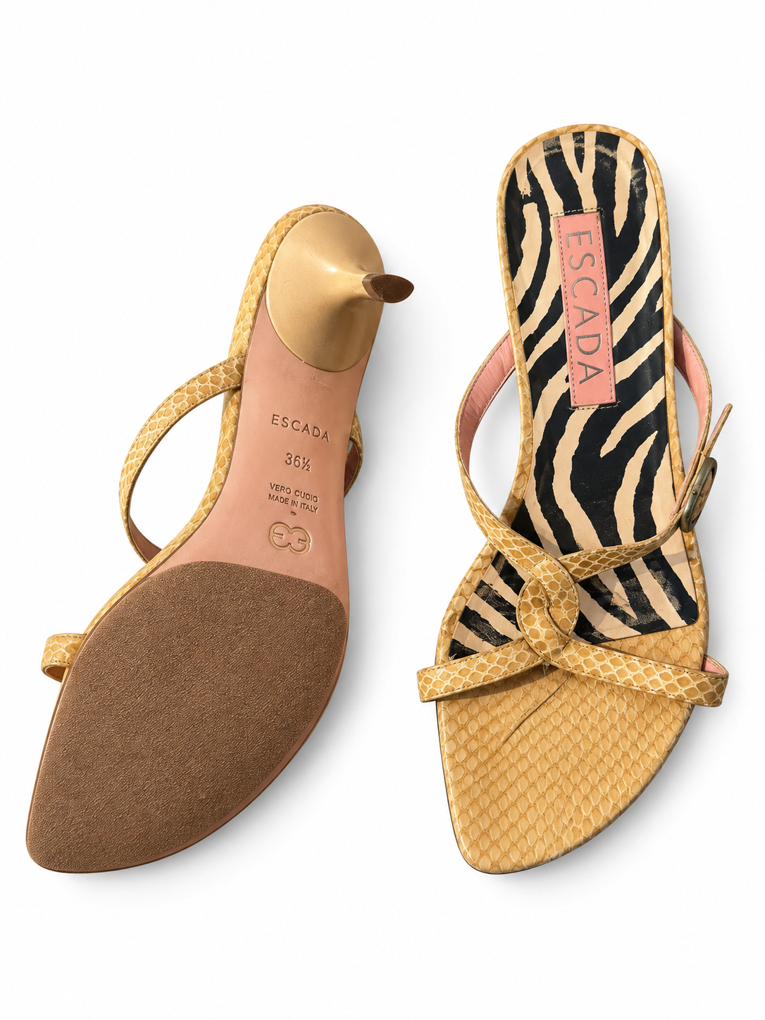 Escada python leather sandals size 36.5