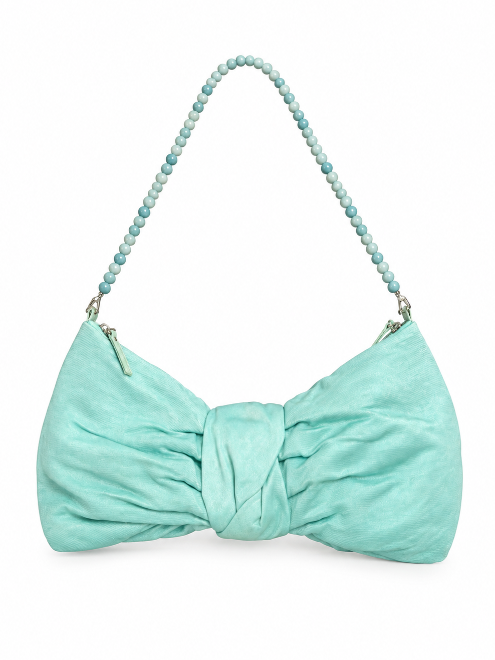 Valentino turquoise bow beaded handle bag
