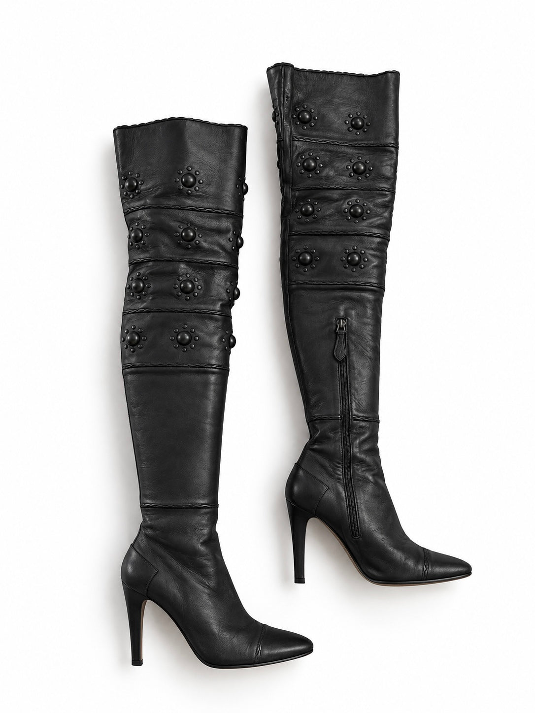 Alaia black leather black beads boots size 38