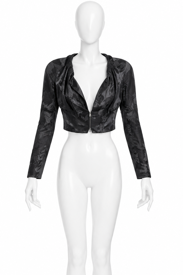 Gucci Tom Ford 2002 printed silk jacquard cropped jacket