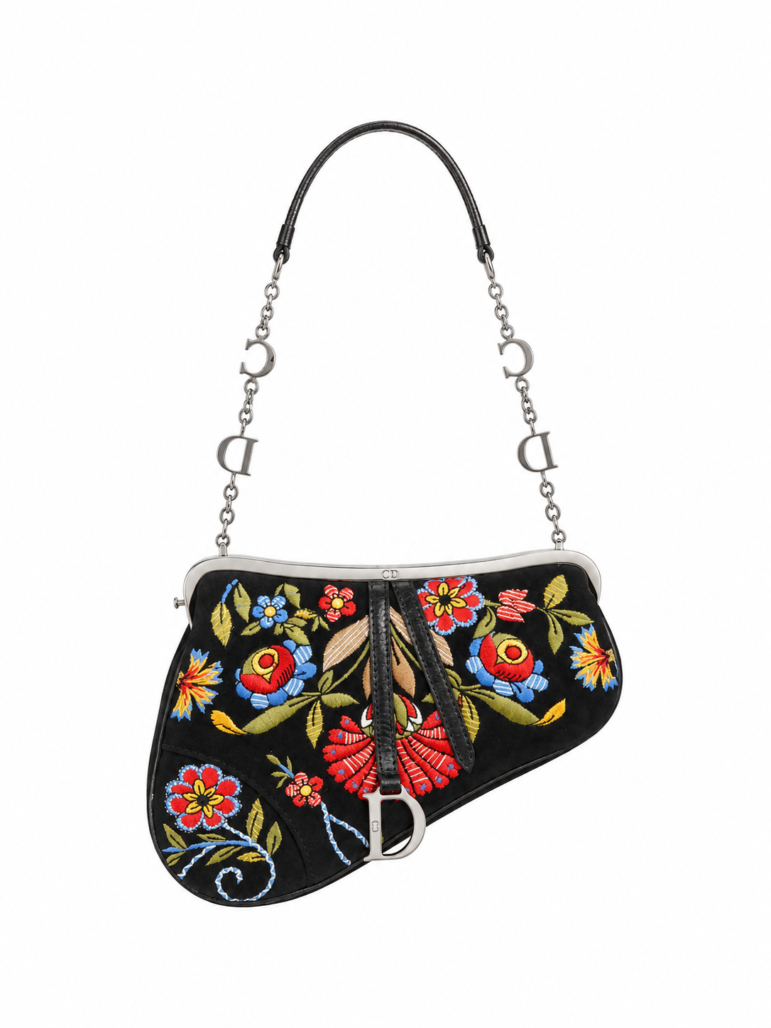 Dior fall 2002 embroidered silk mini sadlde bag