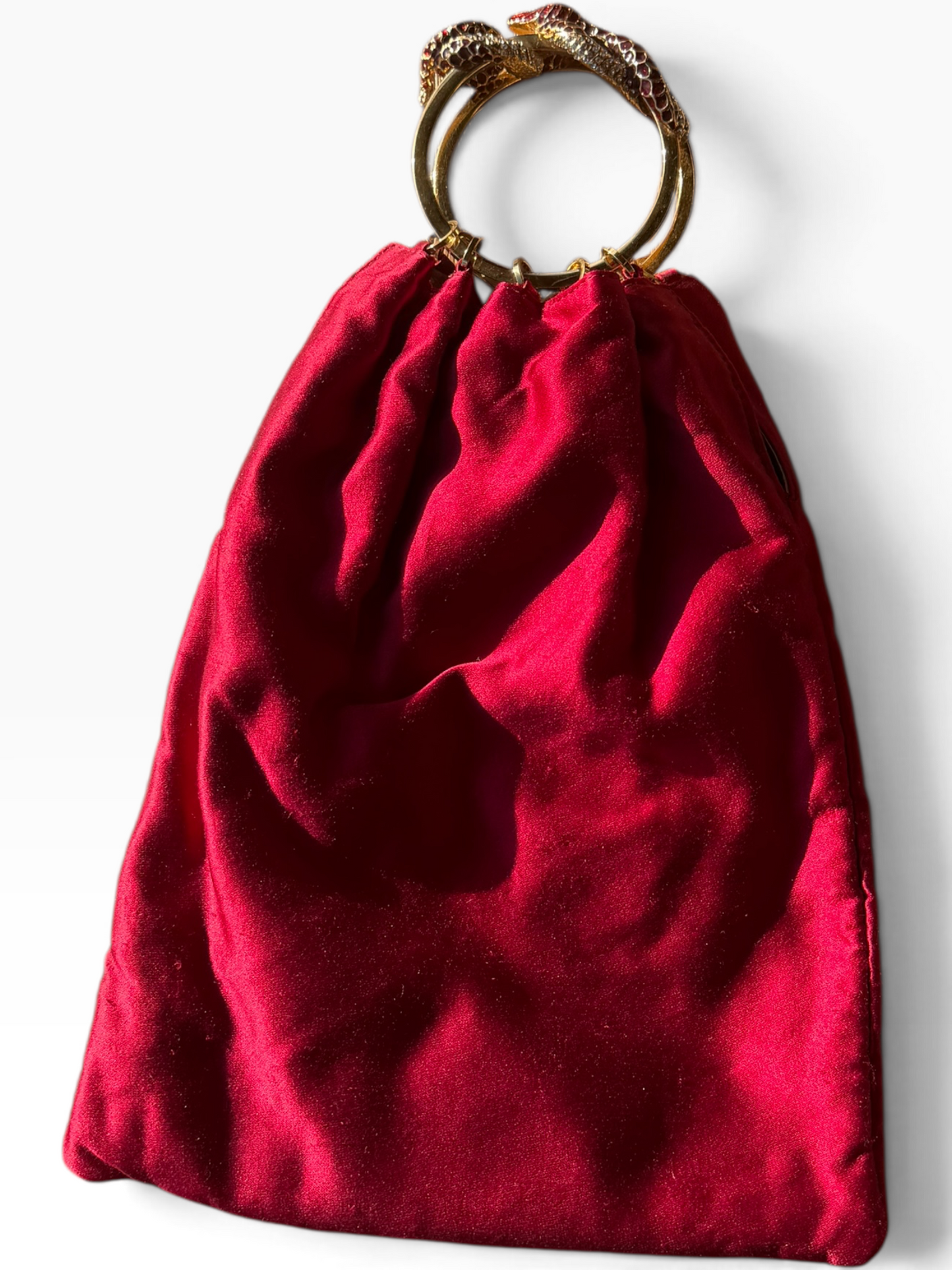 Valentino red satin snake handle bag