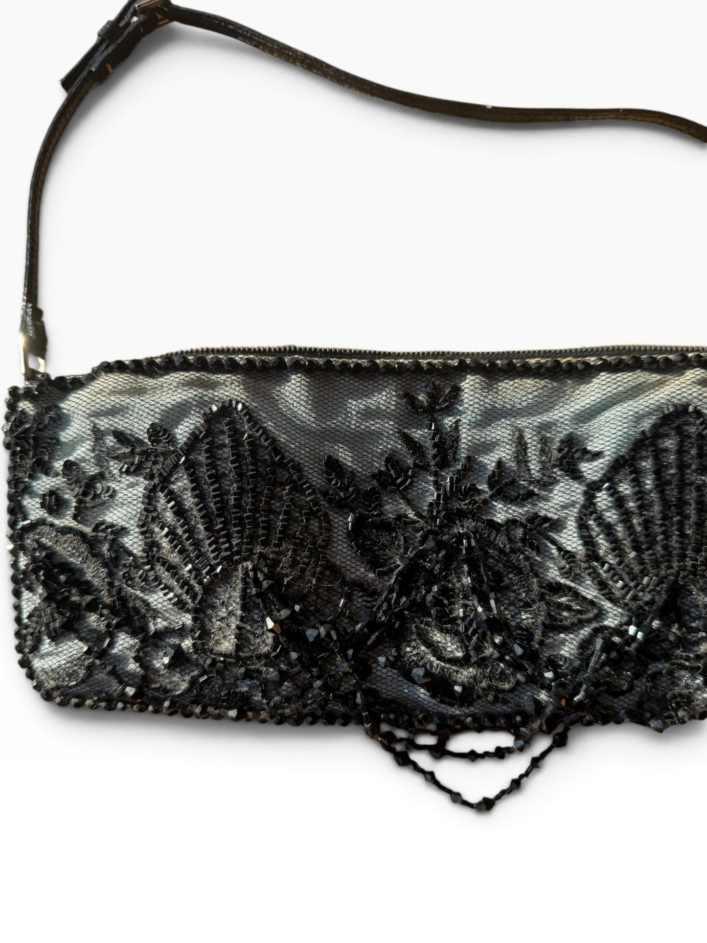 Valentino black beaded lace shoulder bag