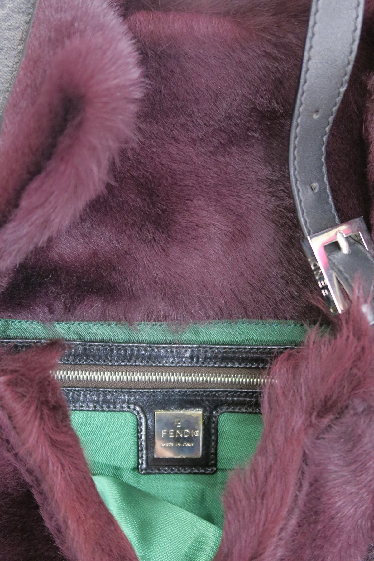 Fendi plum fur baguette