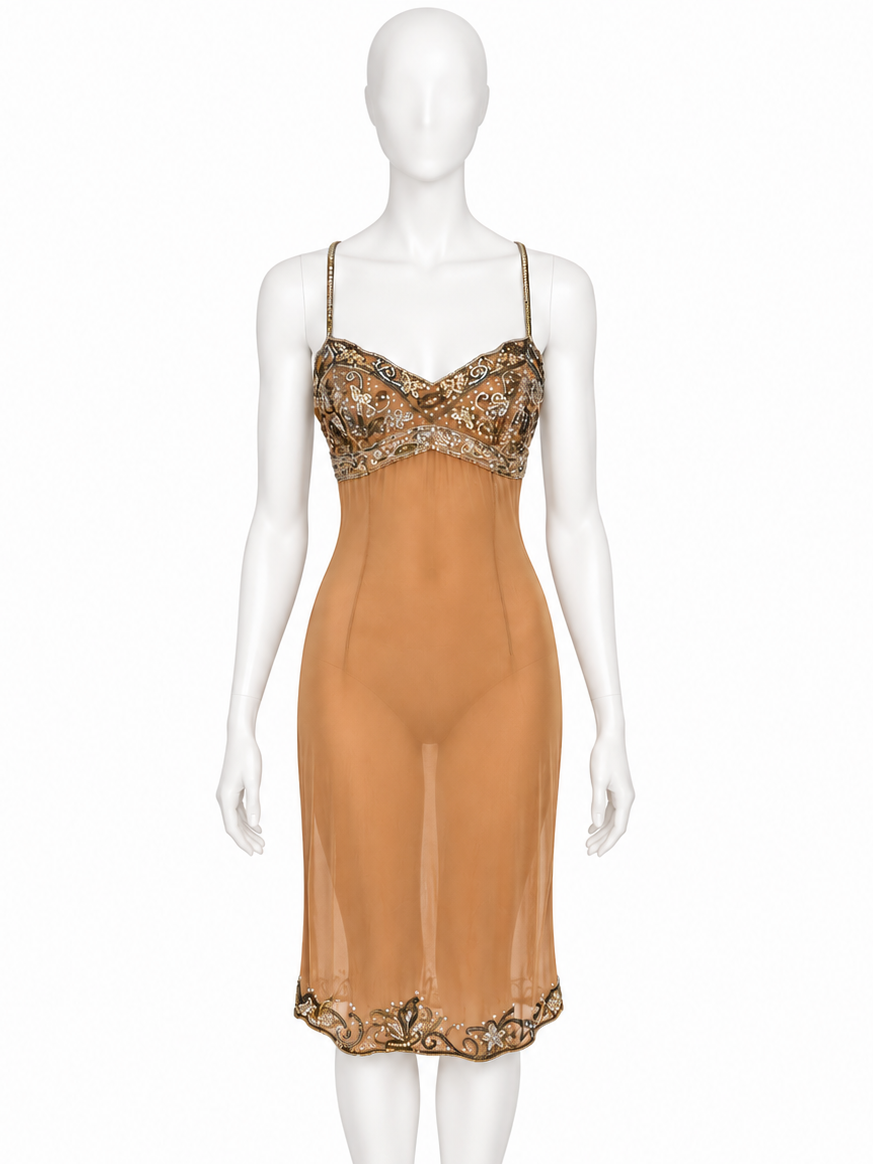 Atelier Versace 90s haute couture silk beaded dress