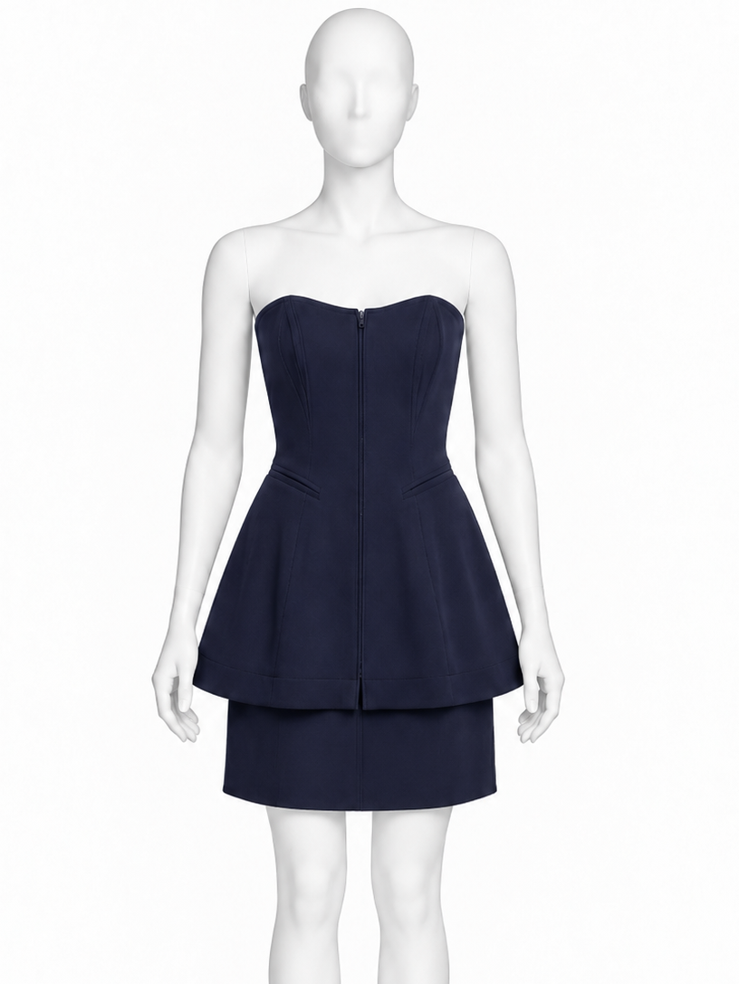 Claude Montana navy cotton tube dress
