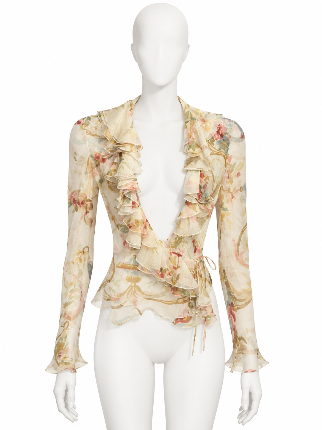 Dior 2002 silk ruffles top