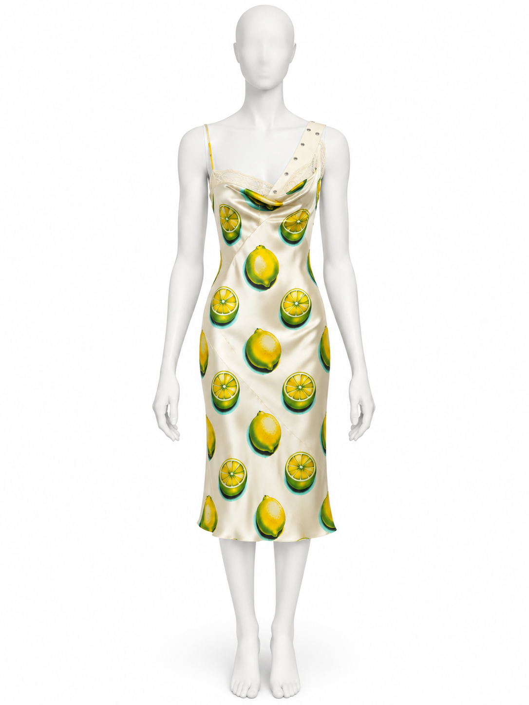 Dior Spring 2003 lemon print silk midi dress