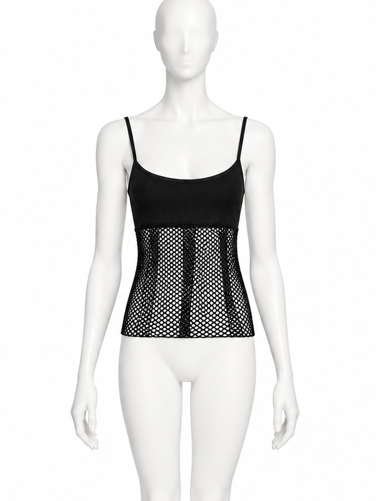 Dolce & Gabbana black bifabric fishnet tank top