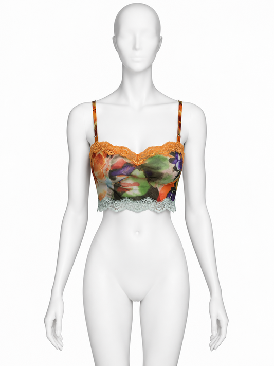 Jean Paul Gaultier spring 2000 cropped mesh lace trim top