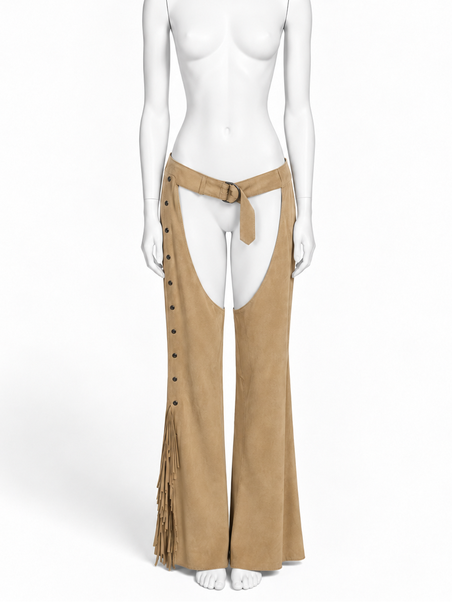 Plein Sud faux suede fringe chaps pants