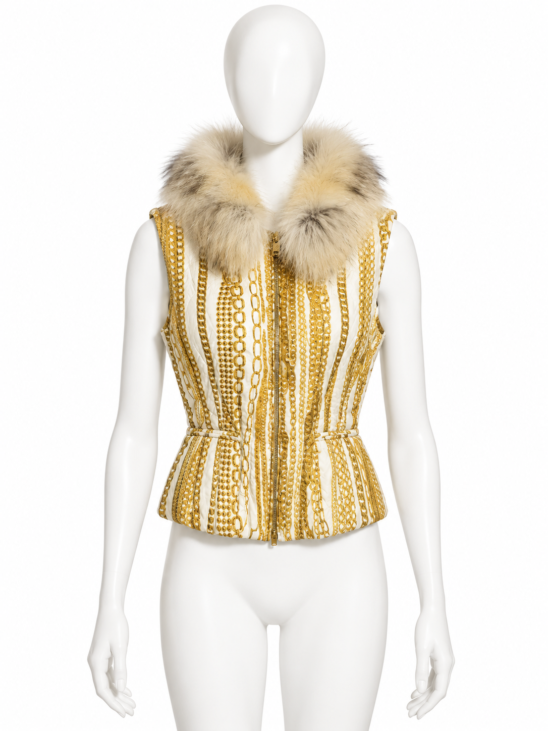 Roberto Cavalli fur collar sleeveless puffer jacket