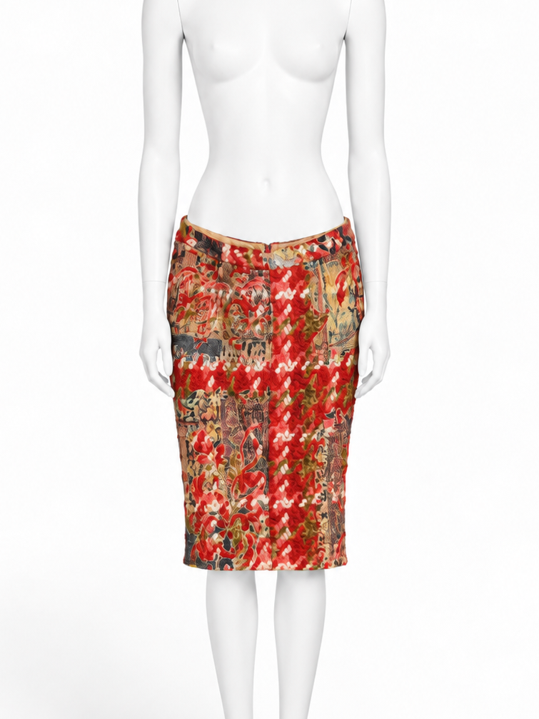 Roberto Cavalli tweed silk-lined skirt