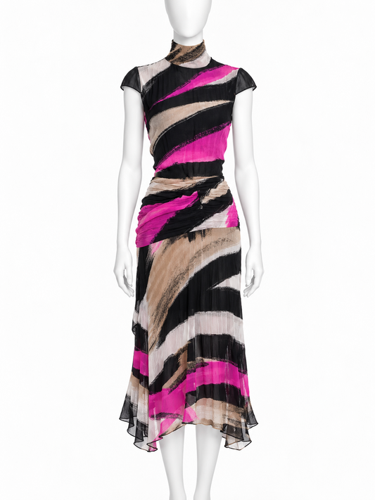 Versace fall 2001 printed silk chiffon runway dress
