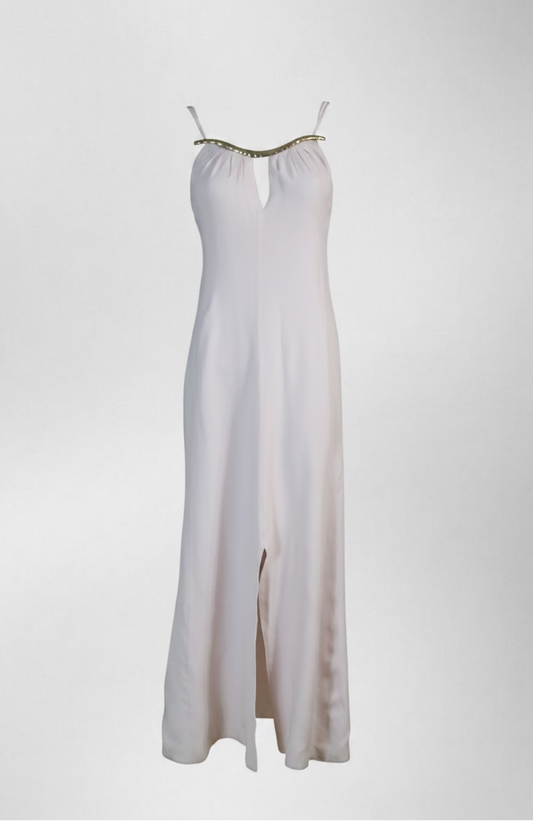 Mugler 1999 pink dress gold neckline
