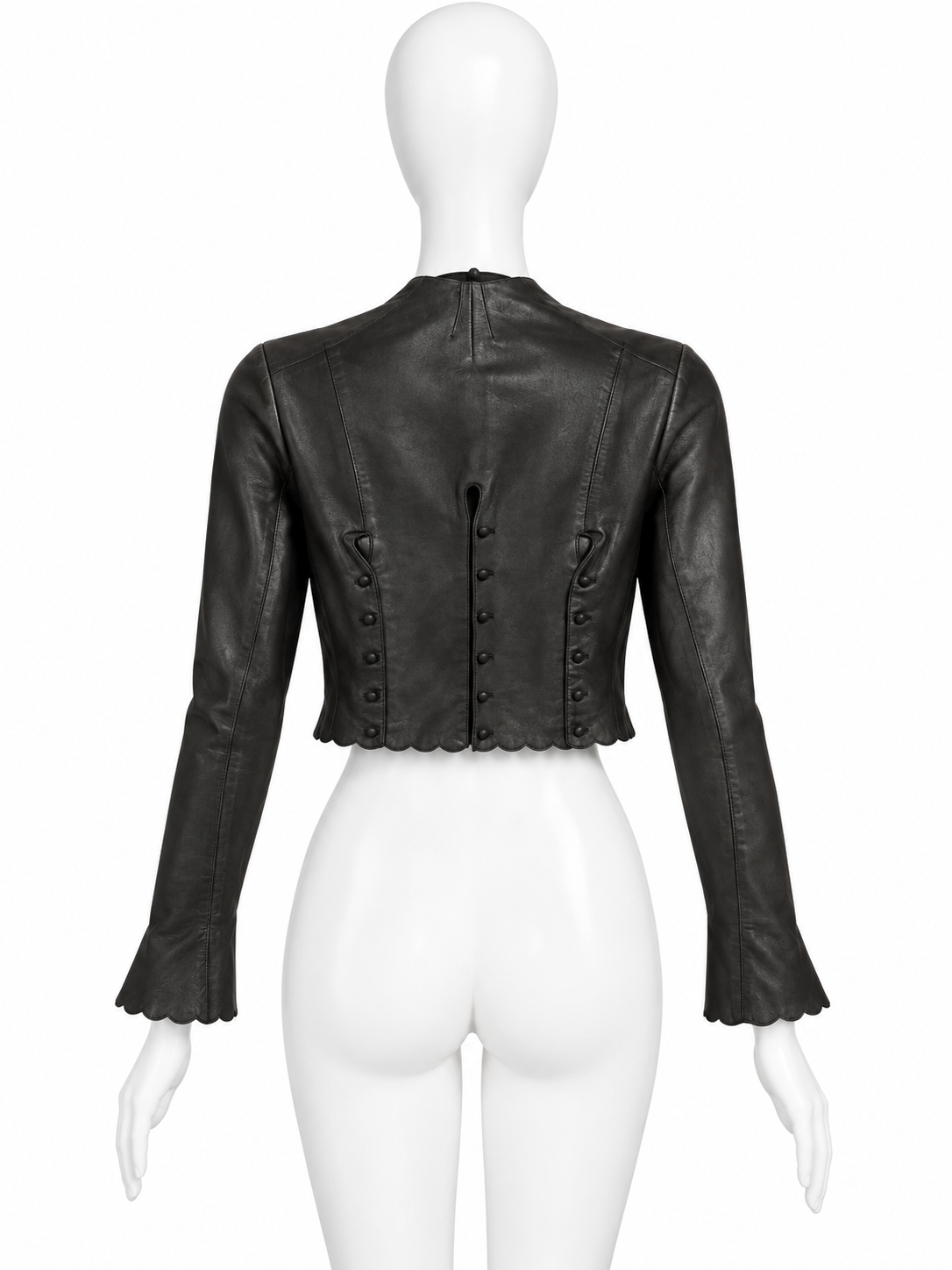 John Galliano black leather cropped jacket